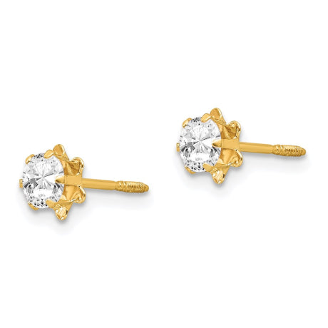 14k Madi K 4mm Synthetic (Apr) Screwback Earrings