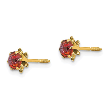 14k Madi K 4mm Synthetic Ruby (Jul) Screwback Earrings