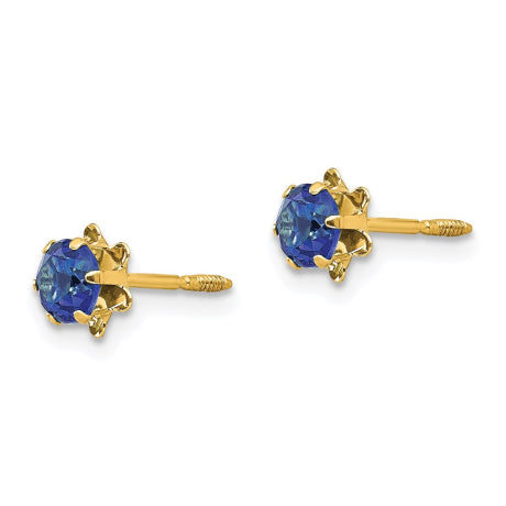 14k Madi K 4mm Synthetic (Sep) Screwback Earrings