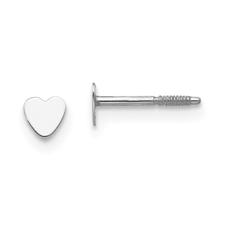 14k White Gold Madi K Tiny Heart Baby Post Earrings