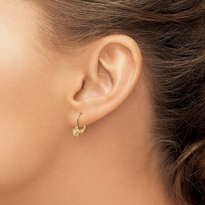 14k Madi K Flower w/CZ Leverback Earrings