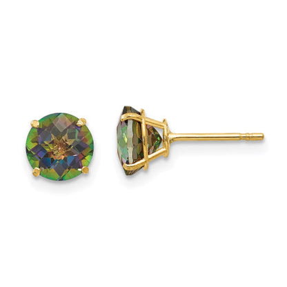 14k Madi K Round Mystic Topaz 6mm Post Earrings