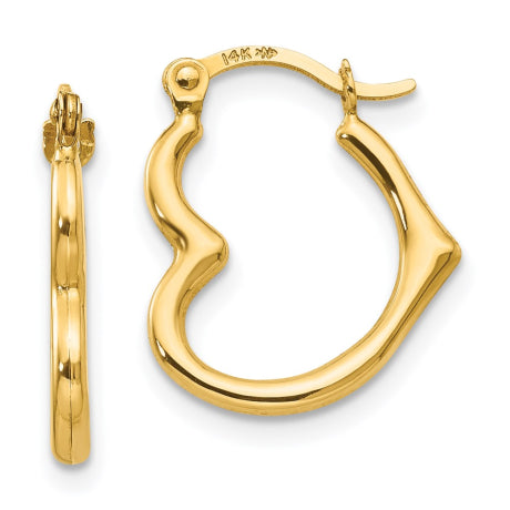 14k Madi K Heart Shaped Hollow Hoop Earrings