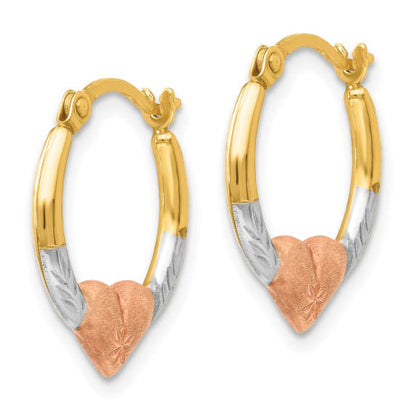 14K Tri-color Madi K Heart Hoop Earrings