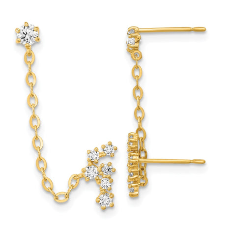 14k Madi K CZ Double Post w/Chain Constellation Earring