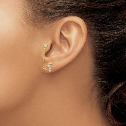 14k Madi K CZ Double Post w/Chain Constellation Earring