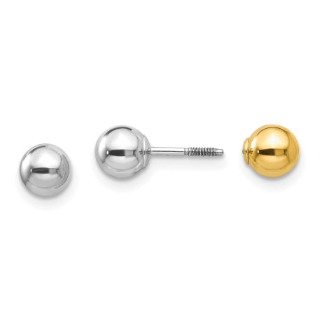 14k Two-tone Madi K Reversible 5mm Ball Earrings