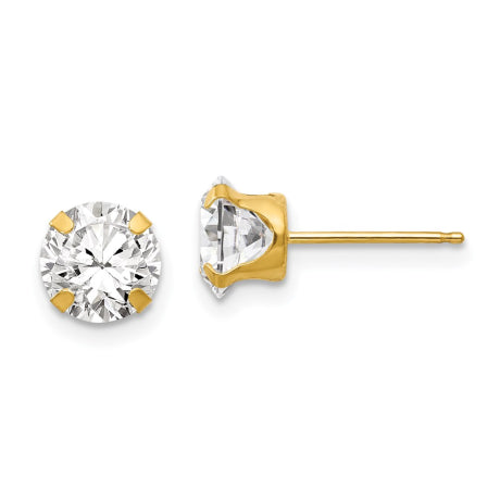 14k Madi K 6.5mm CZ Post Earrings