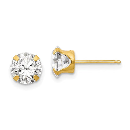 14k Madi K 6.5mm CZ Post Earrings