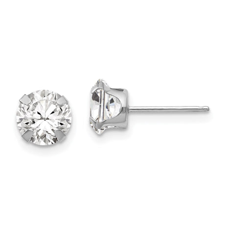 14k White Gold Madi K 6.5mm CZ Post Earrings