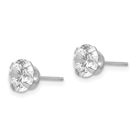 14k White Gold Madi K 6.5mm CZ Post Earrings