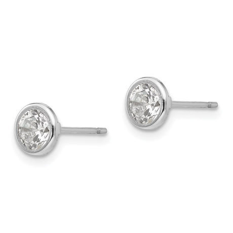 14k White Gold Madi K 5mm Bezel Set CZ Post Earrings