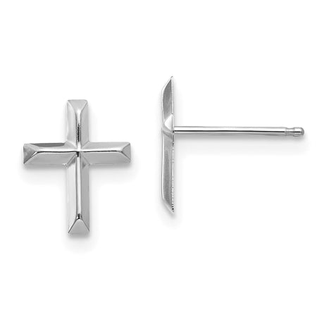 14k White Gold Madi K Cross Post Earrings