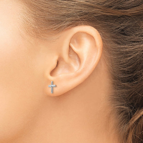 14k White Gold Madi K Cross Post Earrings