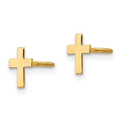 14k Madi K Polished Tiny Cross Silicone Back Earrings