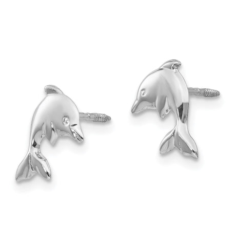 14k White Gold Madi K Dolphin Earrings