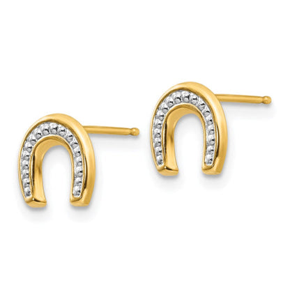 14k Madi K Polished & Rhodium Horseshoe Post Earrings