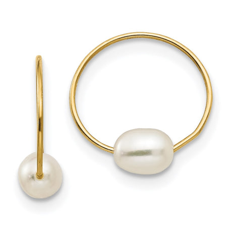 14k Madi K White Rice FW Cultured Pearl Endless Hoop Earrings