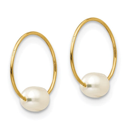 14k Madi K White Rice FW Cultured Pearl Endless Hoop Earrings