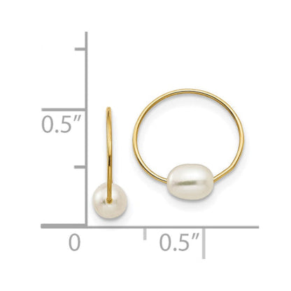 14k Madi K White Rice FW Cultured Pearl Endless Hoop Earrings