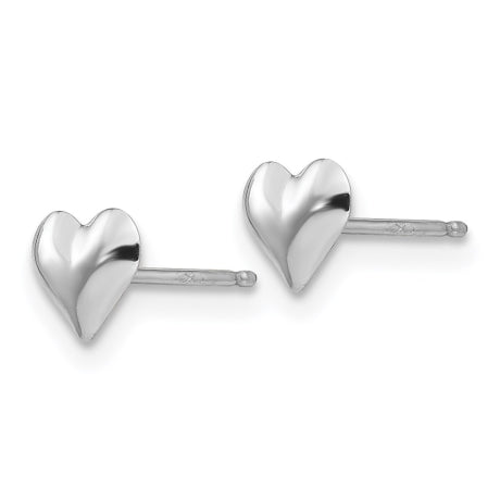 14k White Gold Madi K Small Puffed Heart Earrings