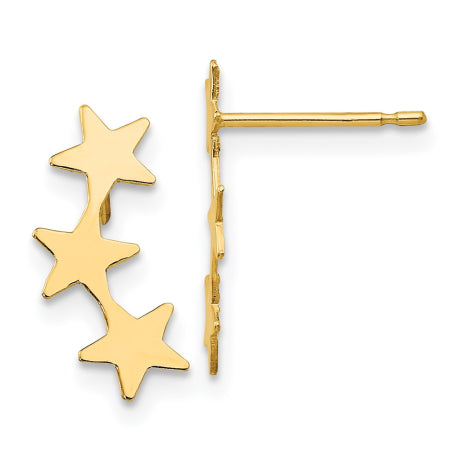 14k Madi K Polished 3-Star Post Earrings