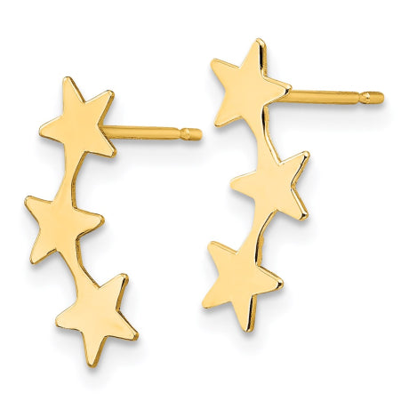 14k Madi K Polished 3-Star Post Earrings