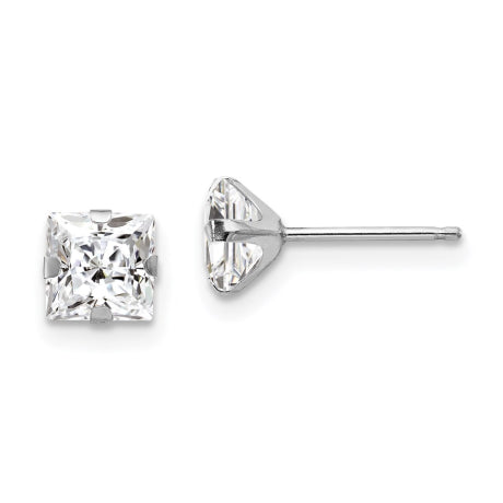 14k White Gold Madi K 5mm Square CZ Post Earrings