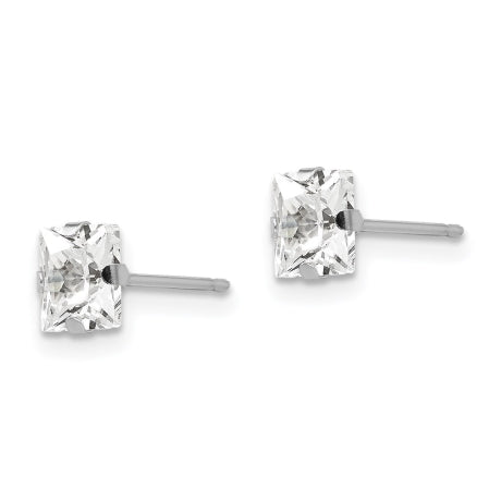 14k White Gold Madi K 5mm Square CZ Post Earrings