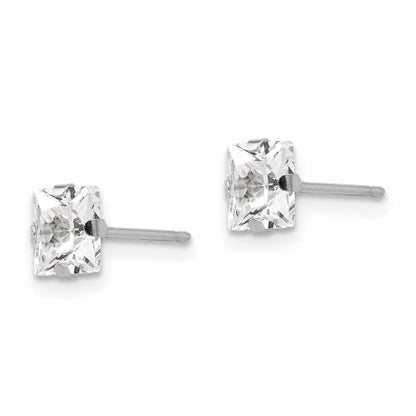 14k White Gold Madi K 5mm Square CZ Post Earrings