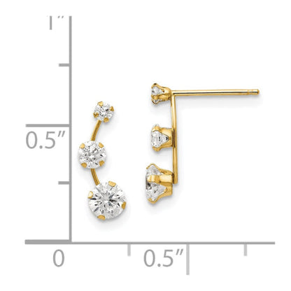 14k Madi K Curved 3-Stone CZ Post Earrings