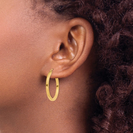 14k 2mm Square Tube Hoop Earrings