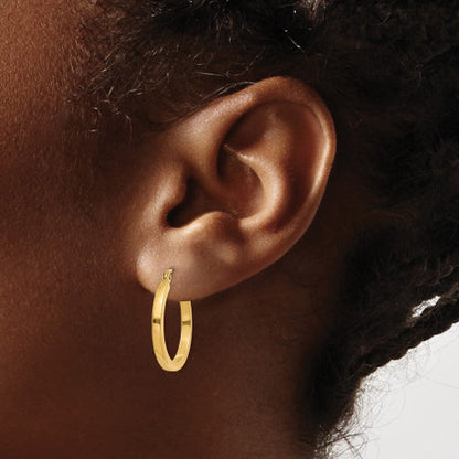 14k 2mm Square Tube Hoop Earrings