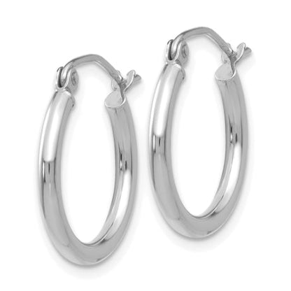 14k White Gold Polished 2x17.5mm Lightweight Tube Hoop Earrings