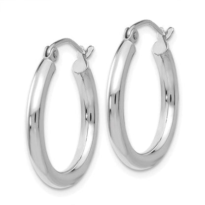 14K White Gold Polished 2.5mm Tube Hoop Earrings