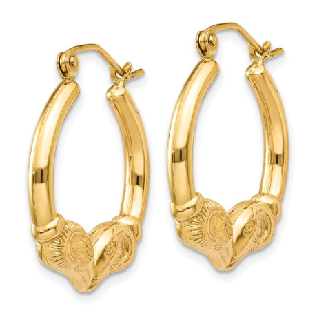 14k Polished Ram Hoop Earrings