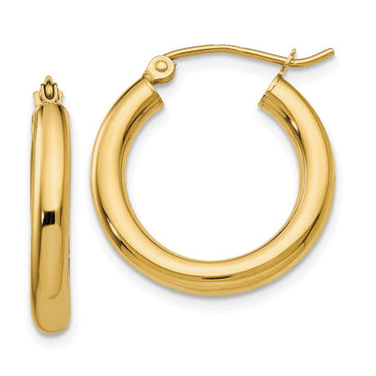 14k Polished 3mm Tube Hoop Earrings