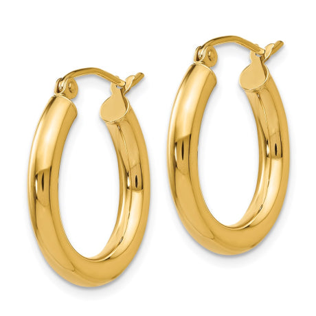 14k Polished 3mm Tube Hoop Earrings