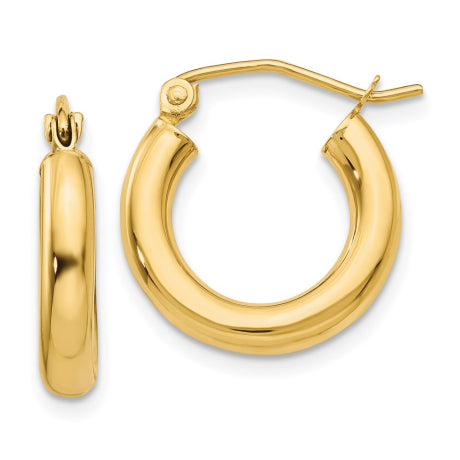 14k Polished 3mm Lightweight Tube Hoop Earrings