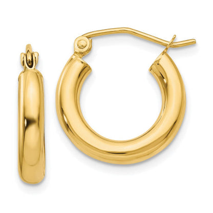 14k Polished 3mm Lightweight Tube Hoop Earrings