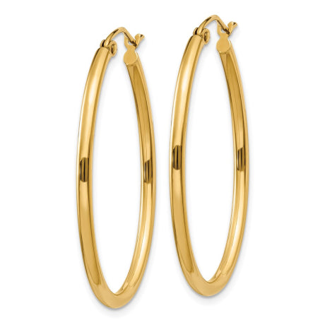 14k Oval Polished Hoop Earring