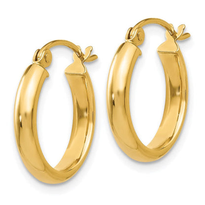 14k Round Tube Hoop Earrings