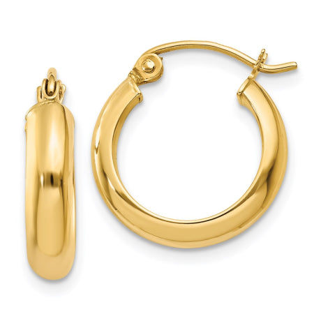 14k Round Tube Hoop Earrings