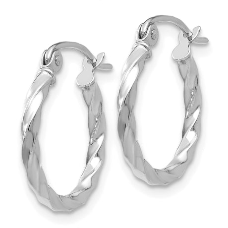 14k WG Twist Polished Hoop Earring