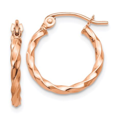 14k Rose Gold Twisted Hoop Earrings