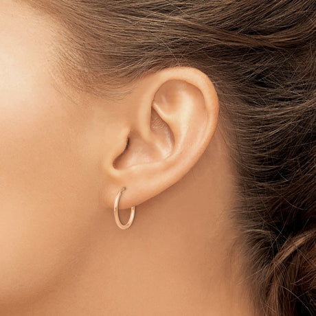 14k Rose Gold Polished Endless Tube Hoop Earrings