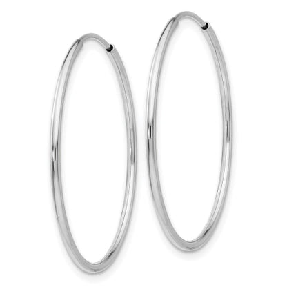 14k White Gold Polished Endless Tube Hoop Earrings