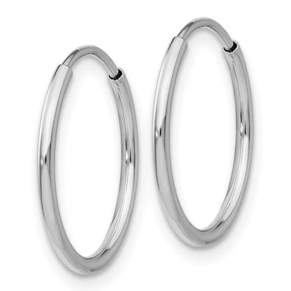 14k White Gold Polished Endless Tube Hoop Earrings