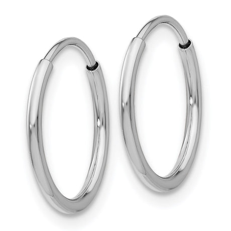 14k White Gold Polished Endless Tube Hoop Earrings