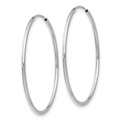 14k White Gold Polished Endless Tube Hoop Earrings